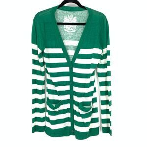 Harry Potter Slytherin Green White Striped V-Neck Cardigan Sweater Sz M NEW